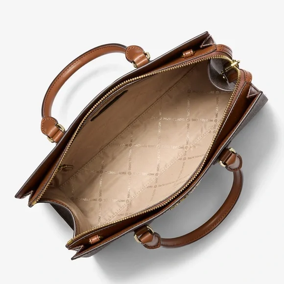 Michael Kors Sheila Medium Signature Logo and Metallic Satchel Crossbody ZC NWT - Picture 3 of 16